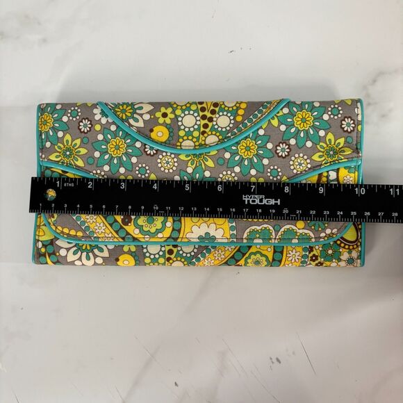 Vera Bradley Lemon Parfait Making Waves Folding Clutch Wallet Purse Yellow Teal - Picture 4 of 6
